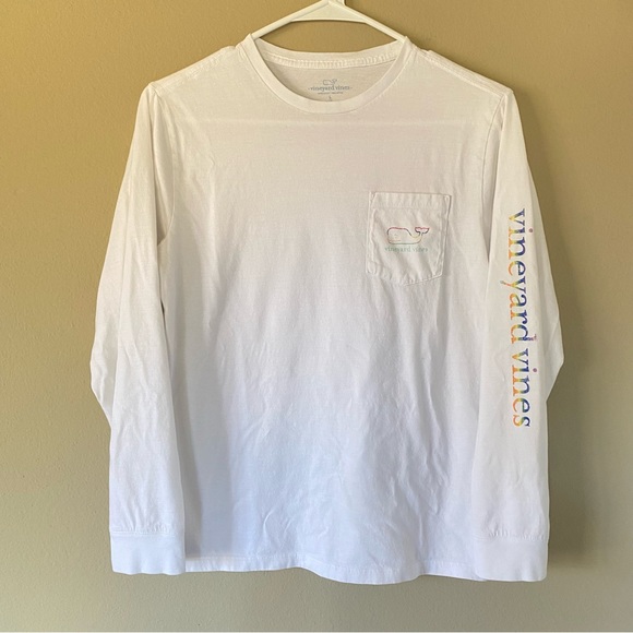 Vineyard Vines Other - Vineyard Vines White Long Sleeve Crew T-Shirt Top Multicolor Rainbow Whale Logo